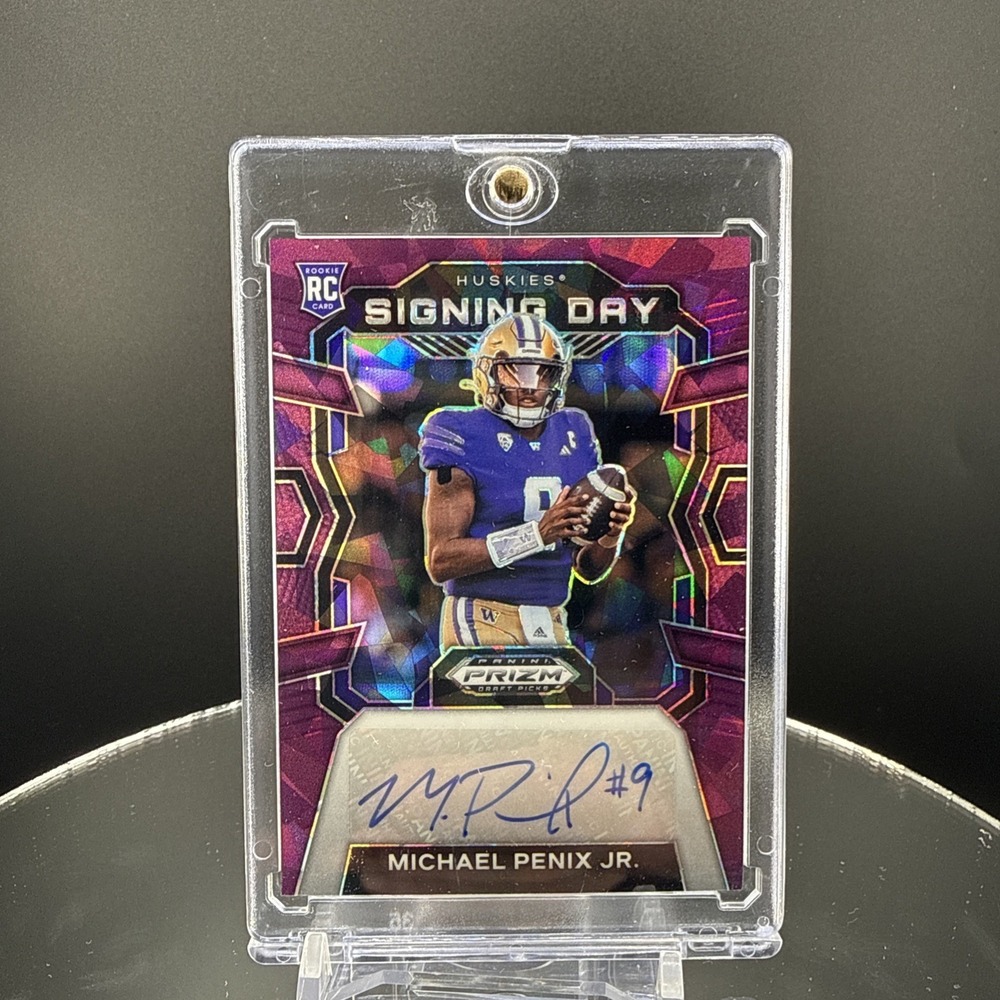2024 Panini Prizm Draft Picks Signing Day Michael Penix Jr. Purple Ice RC 99/99